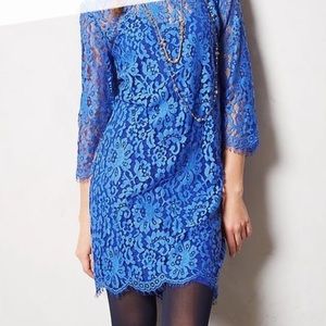 A beautiful lace blue dress from anthropologie.